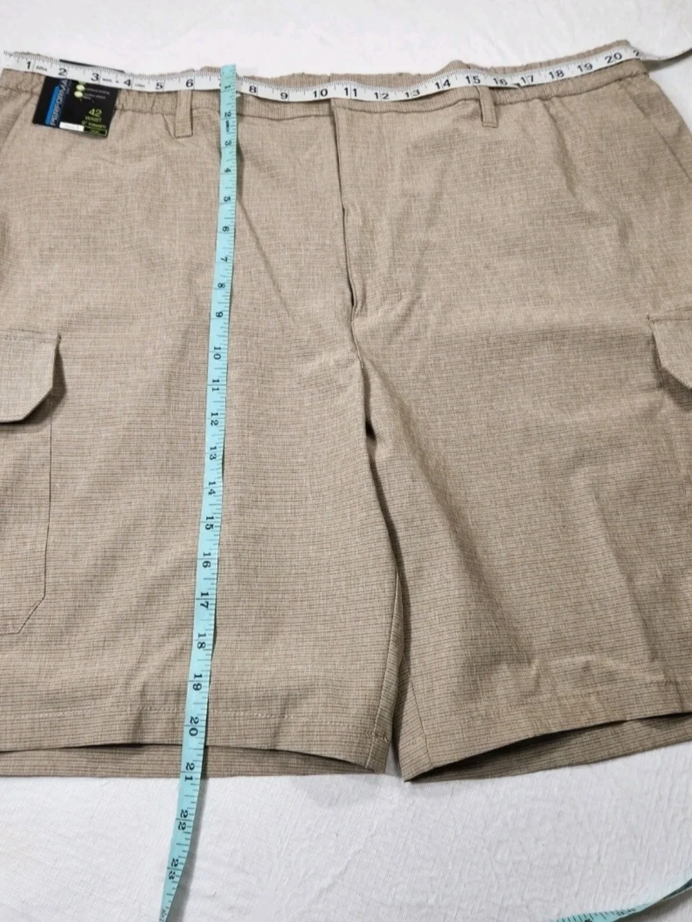 Roundtree & Yorke Mens Size 42 Performance Cargo Shorts Khaki Classic Fit 05